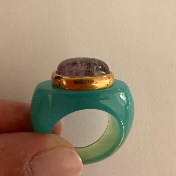 Francesca Romana blue agate and amethyst ring - Picture 3 of 5